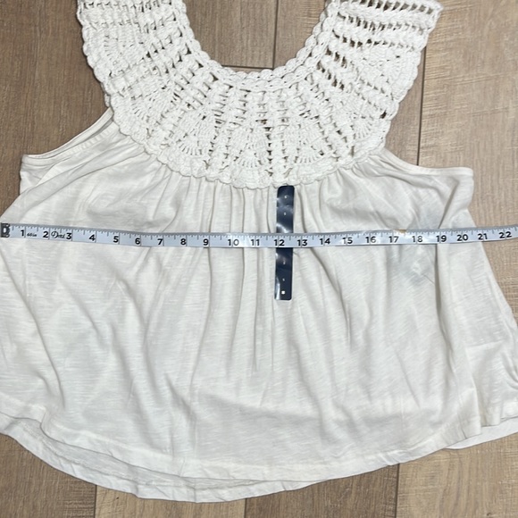 Lucky Brand Crochet Top Tank Loose Fit Boho White Sz S - Picture 12 of 12